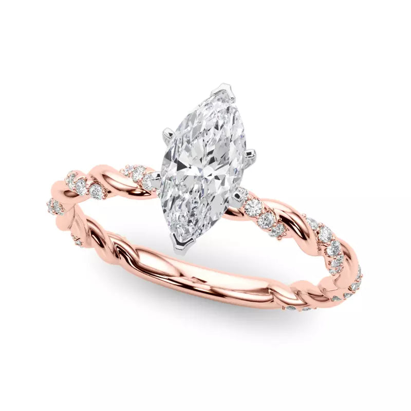 lab Diamond Marquise Twist Engagement Ring