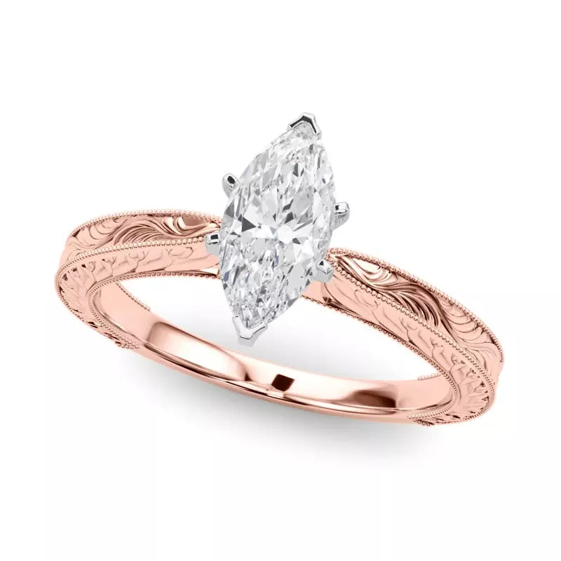 Vintage-Inspired Solitaire Engagement Marquise Ring