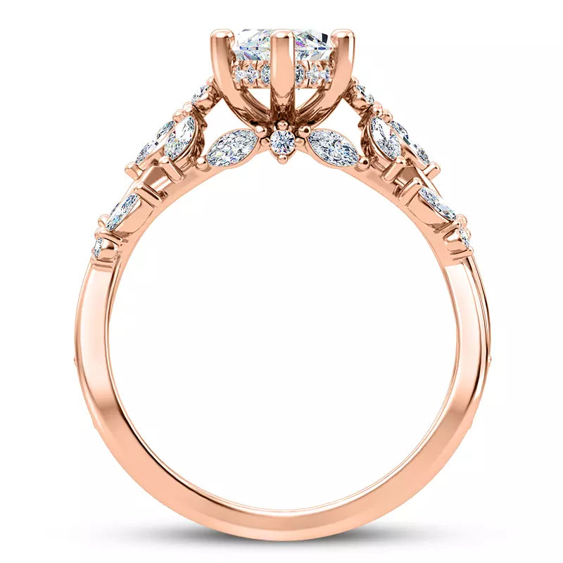 Butterfly And Bee Vine Twist Marquise Engagement Ring