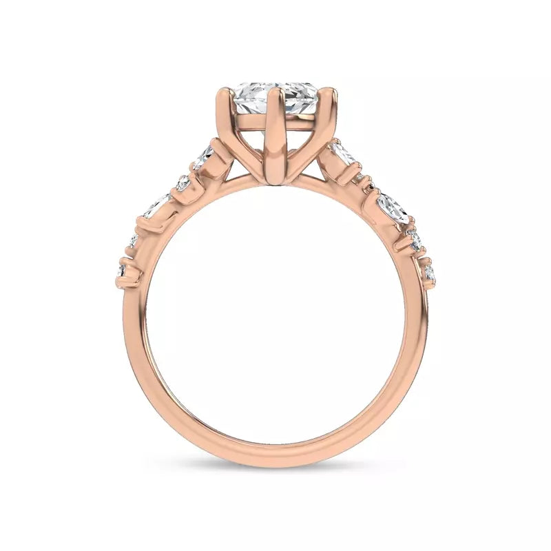 Scattered Diamond Marquise Engagement Ring