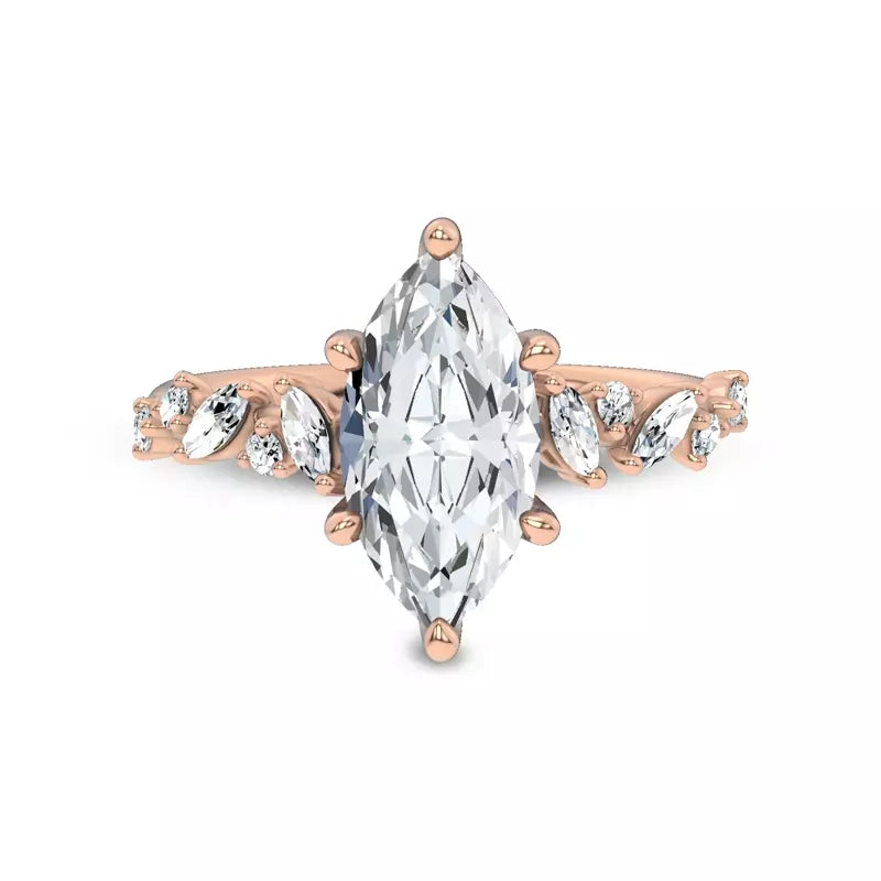Scattered Diamond Marquise Engagement Ring