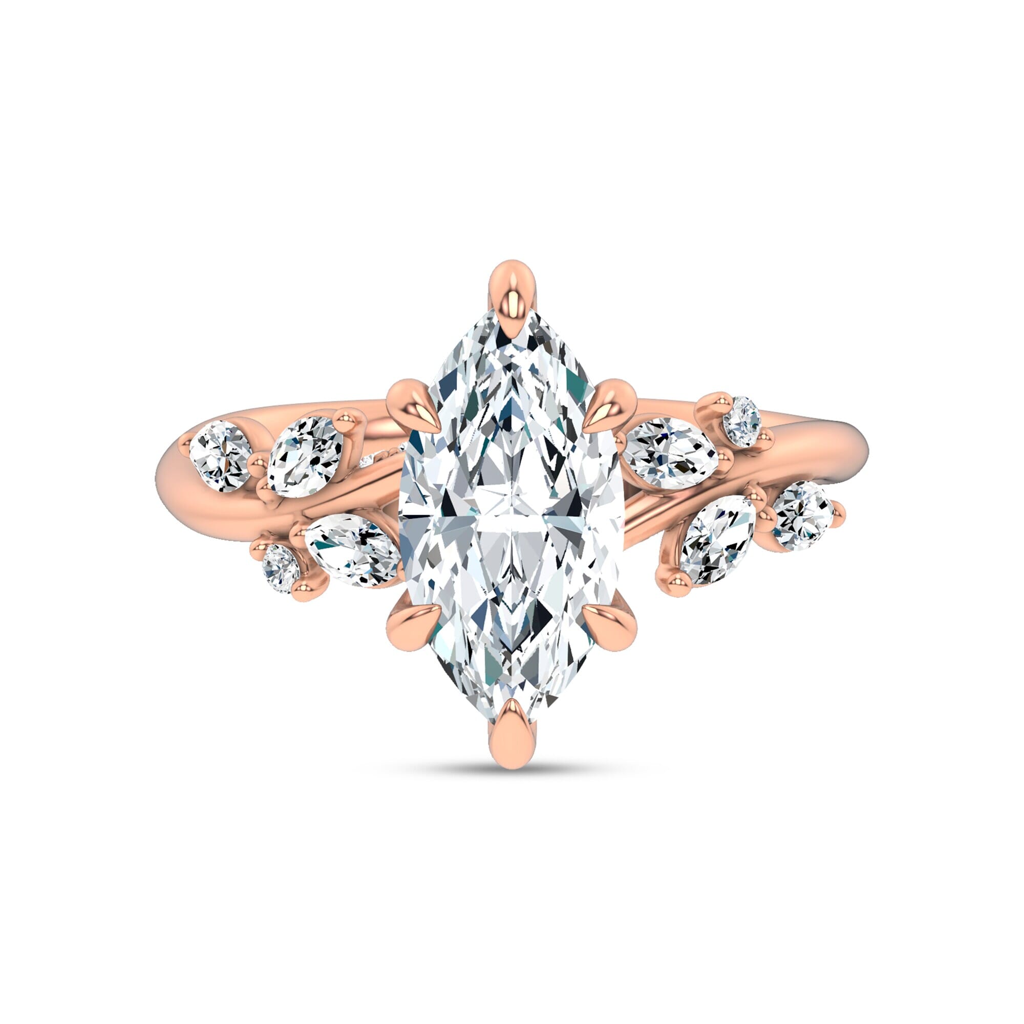 Nature-Inspired Engagement Marquise Ring
