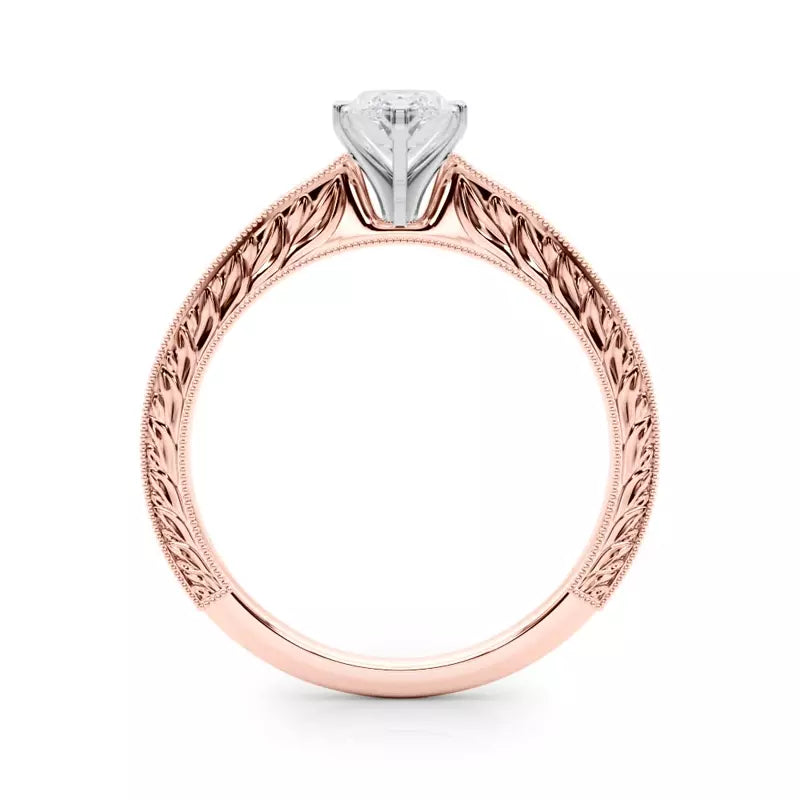 Vintage-Inspired Solitaire Engagement Marquise Ring
