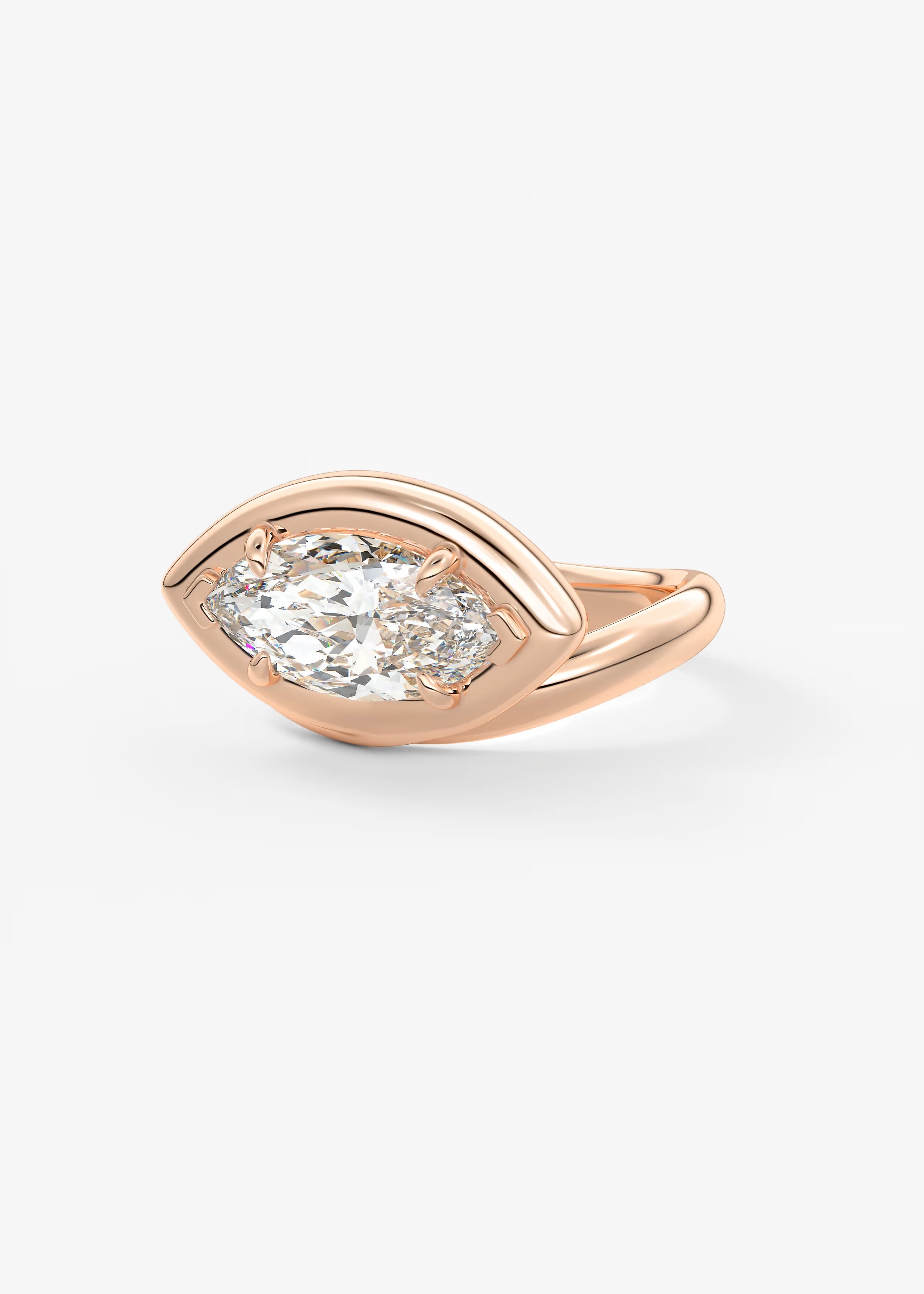 Chunky Marquise Cut Collet Engagement Ring