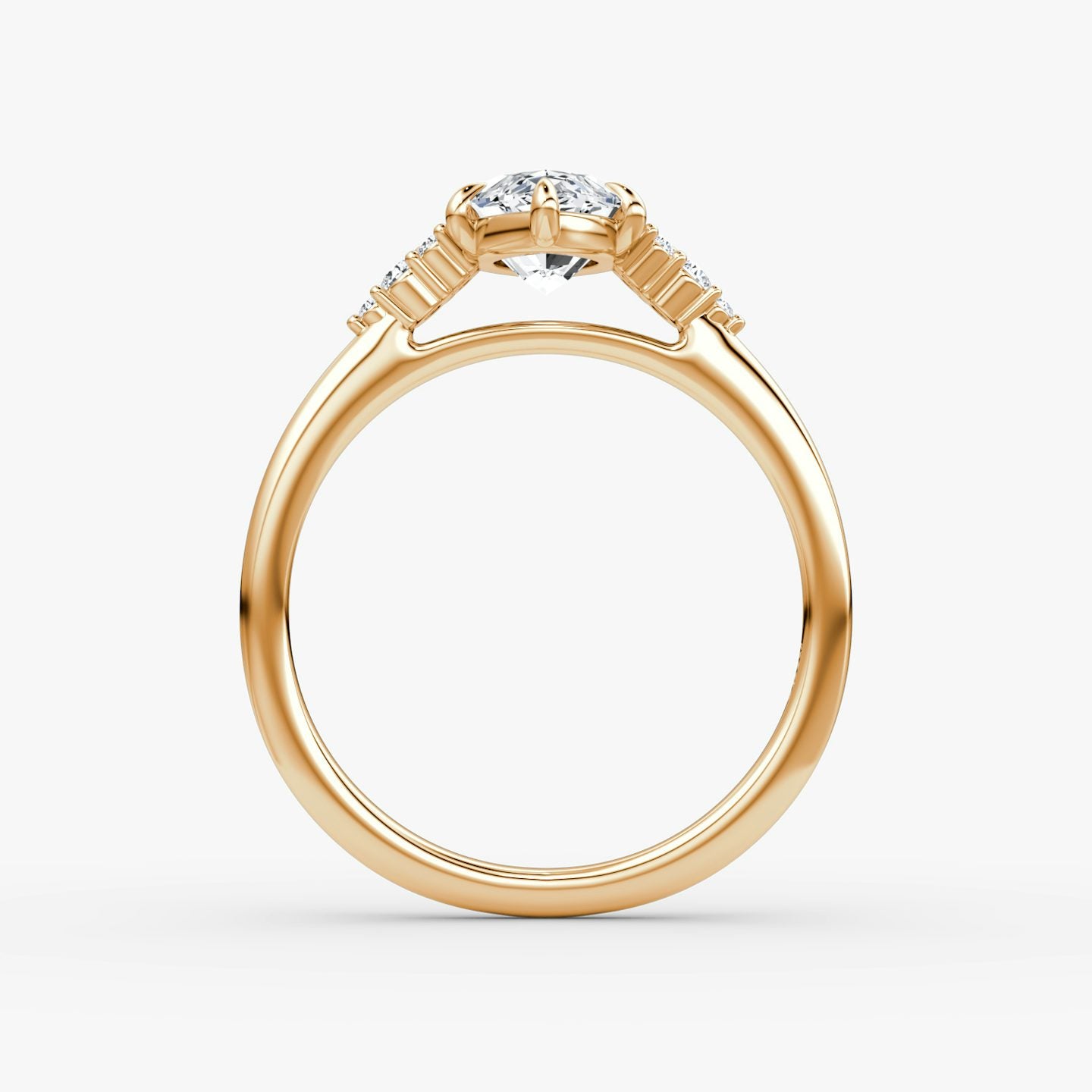 The Side Cluster Cathedral Marquise Engagement Ring