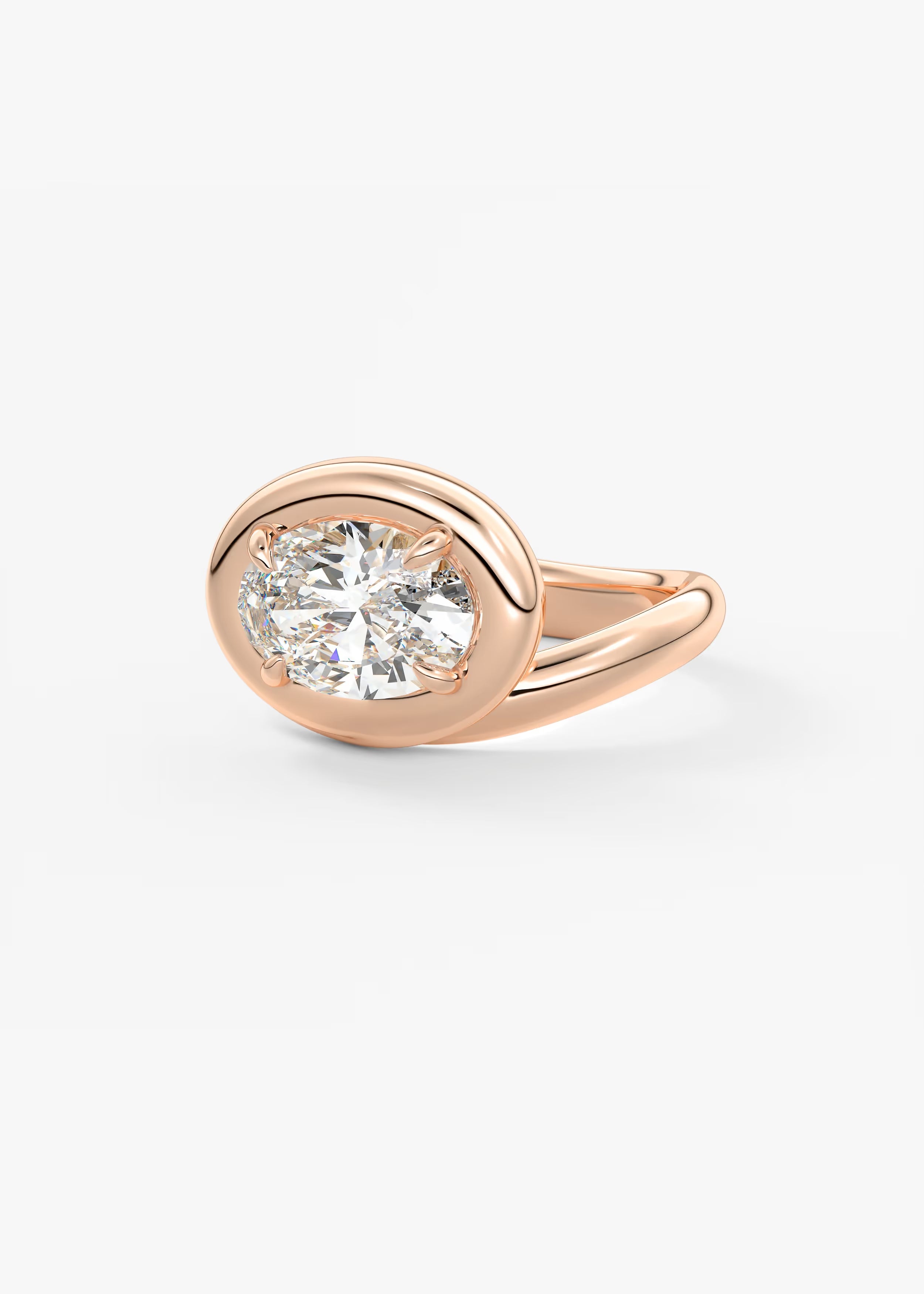 Chunky Oval Cut Collet Engagement Ring