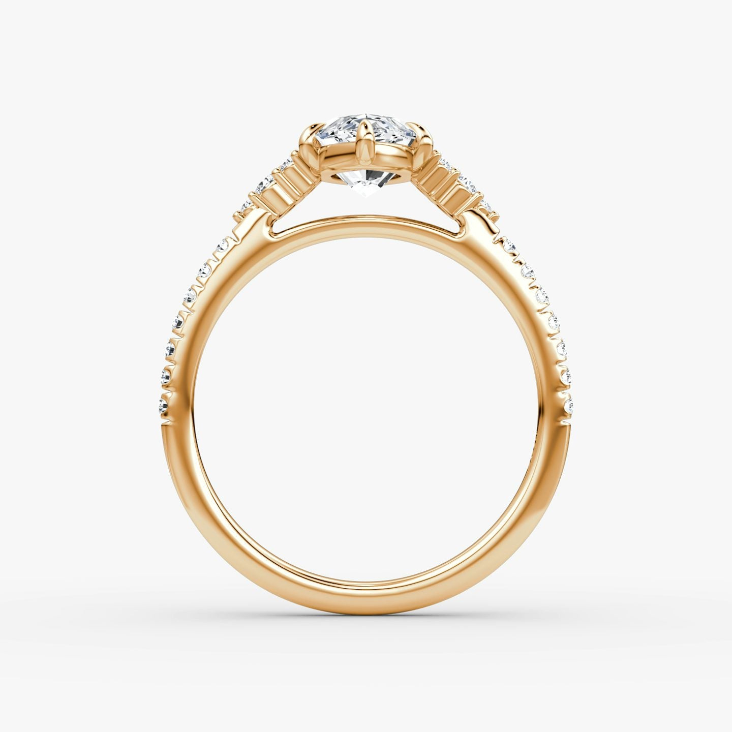 The Side Cluster Cathedral Marquise Engagement Ring