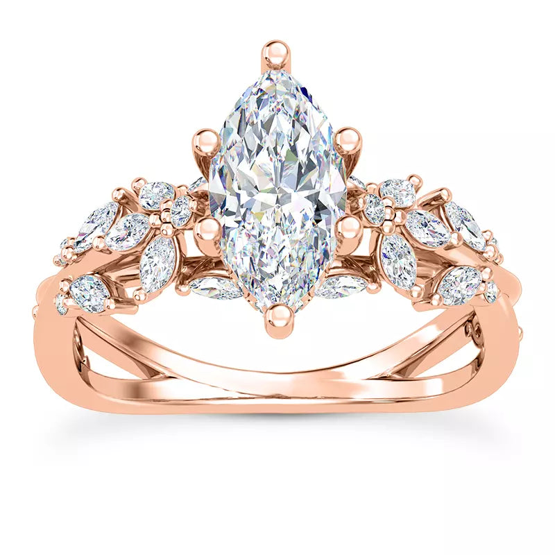 Butterfly And Bee Vine Twist Marquise Engagement Ring