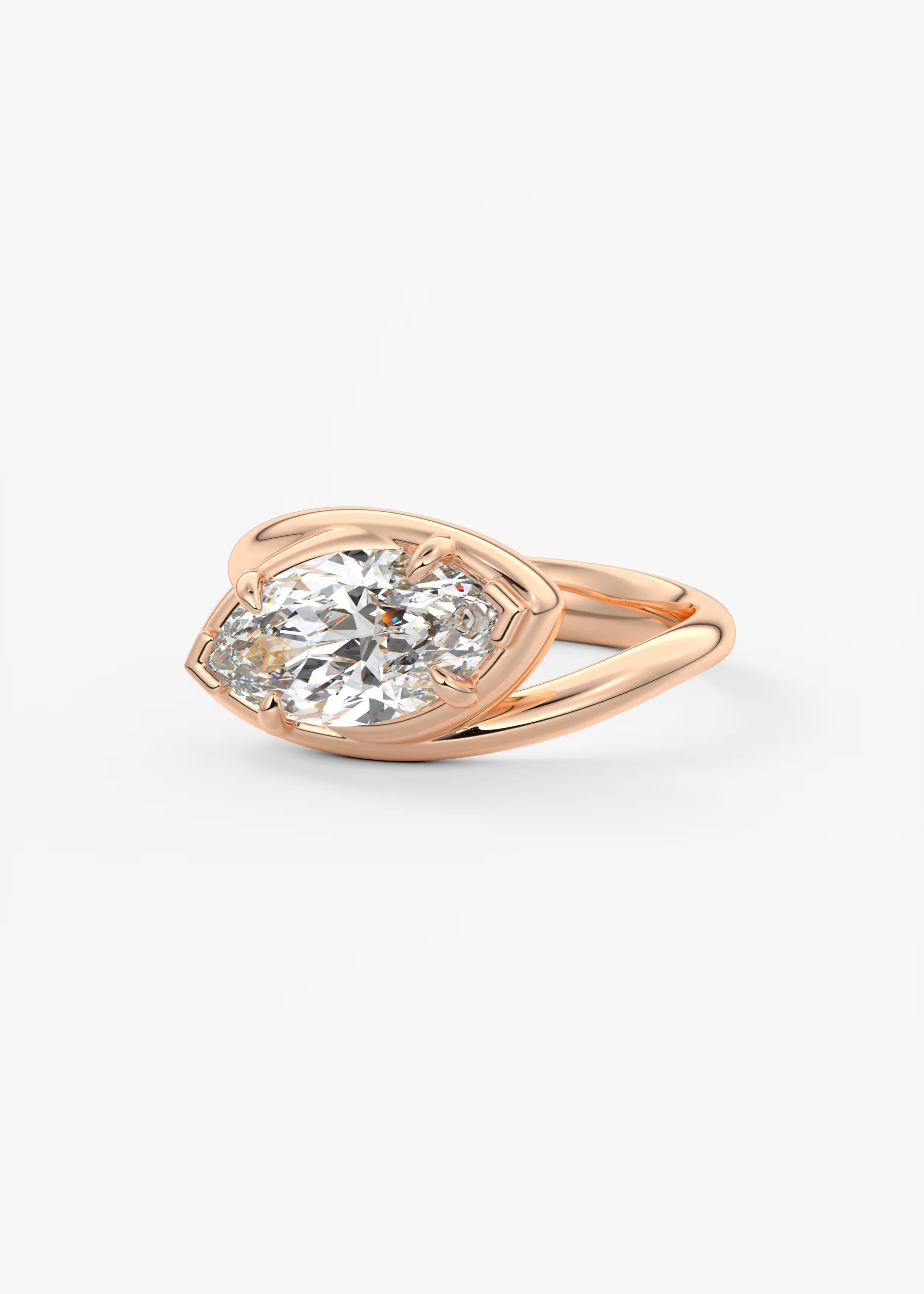 Sculptural Marquise Bypass Engagement Ring