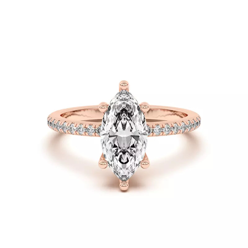 Classic Hidden Halo Pavé Marquise Engagement Ring