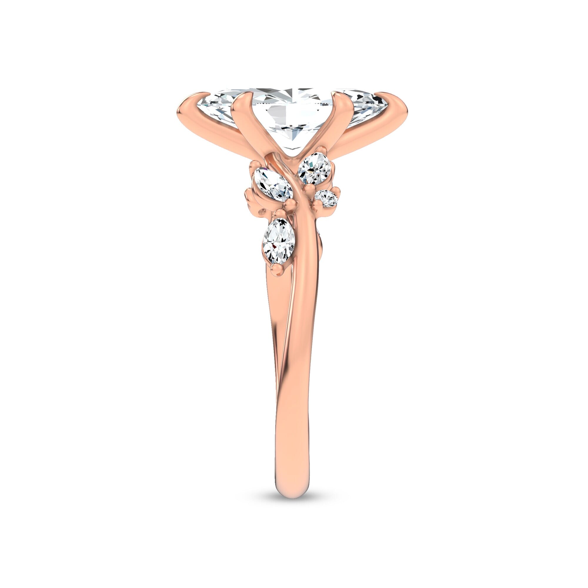 Nature-Inspired Engagement Marquise Ring