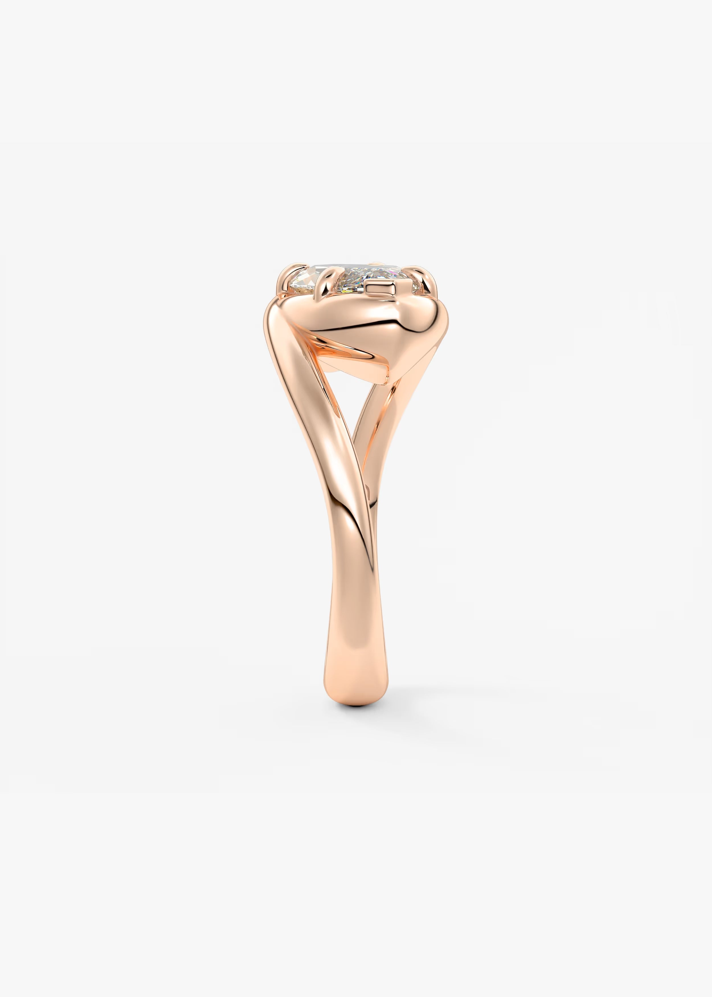 Sculptural Marquise Bypass Engagement Ring