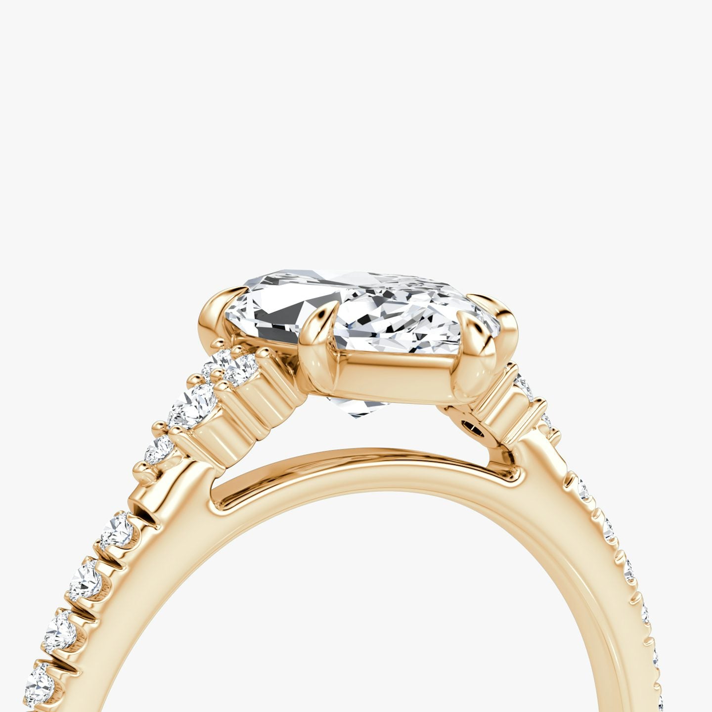 The Side Cluster Cathedral Marquise Engagement Ring