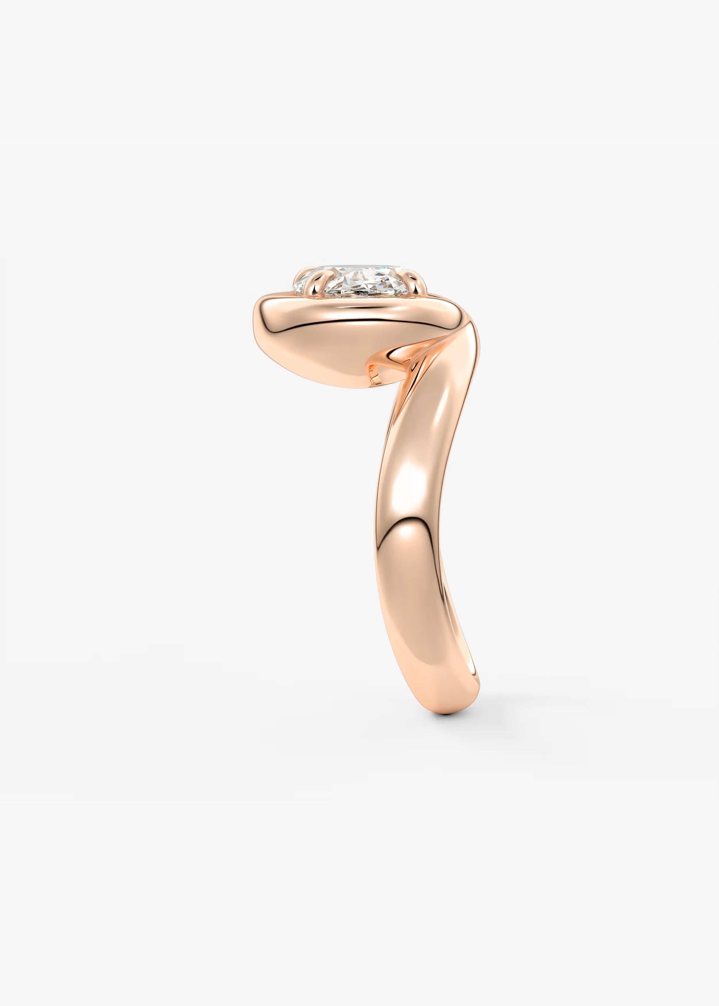 Chunky Oval Cut Collet Engagement Ring