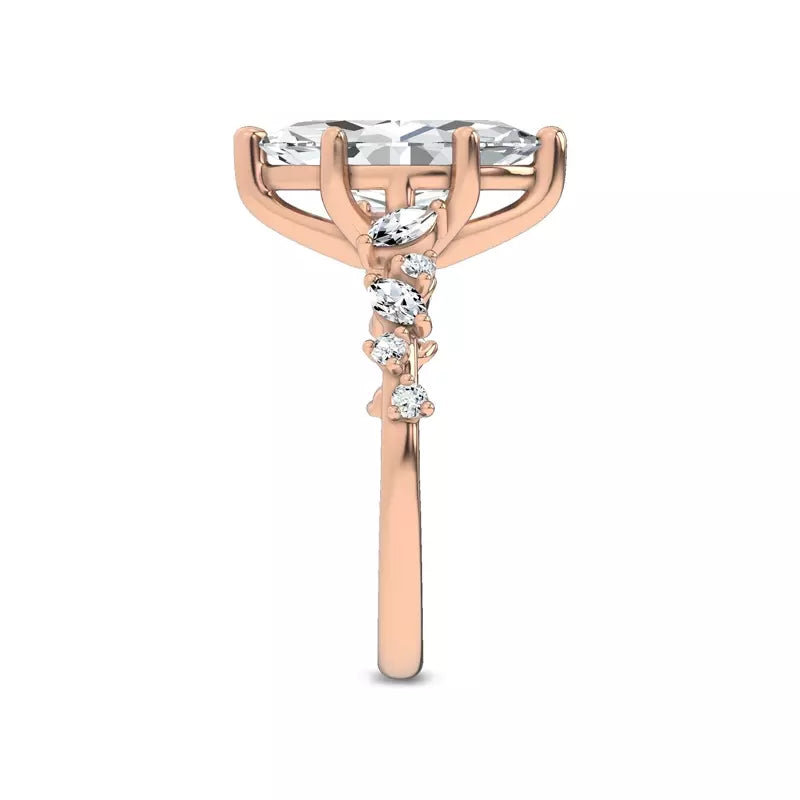 Scattered Diamond Marquise Engagement Ring