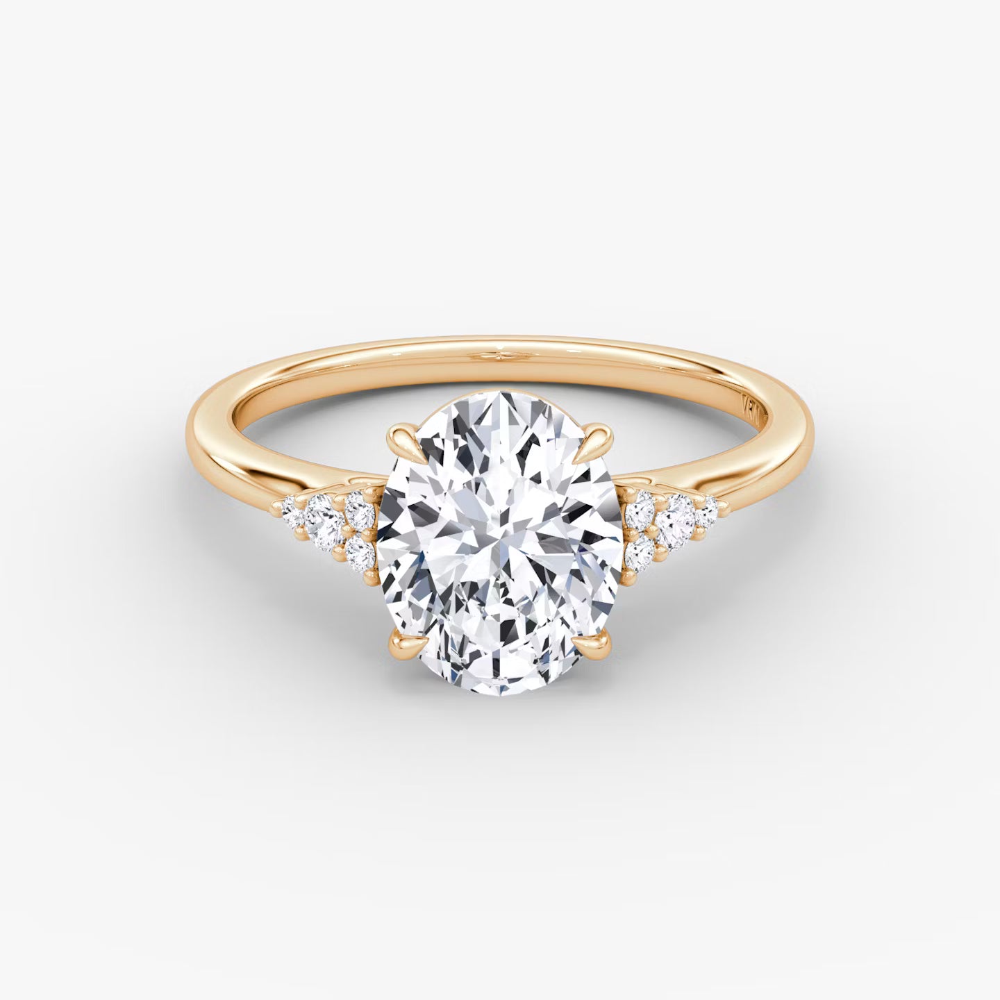 The Side Cluster Cathedral Oval Engagement Ring