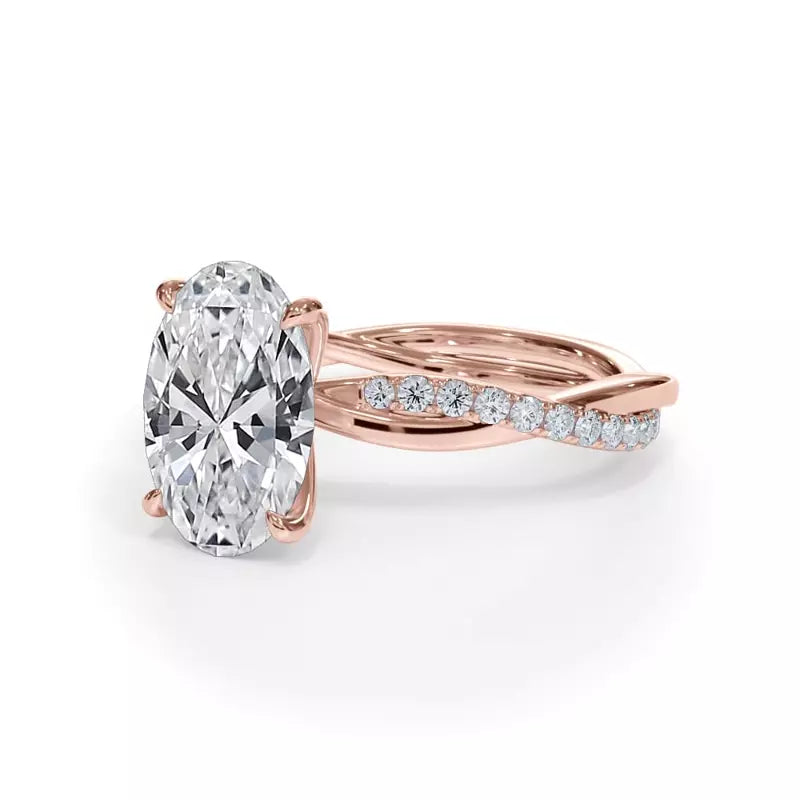Pavé Twist Oval Engagement Ring