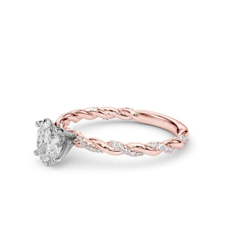 lab Diamond Oval Twist Engagement Ring