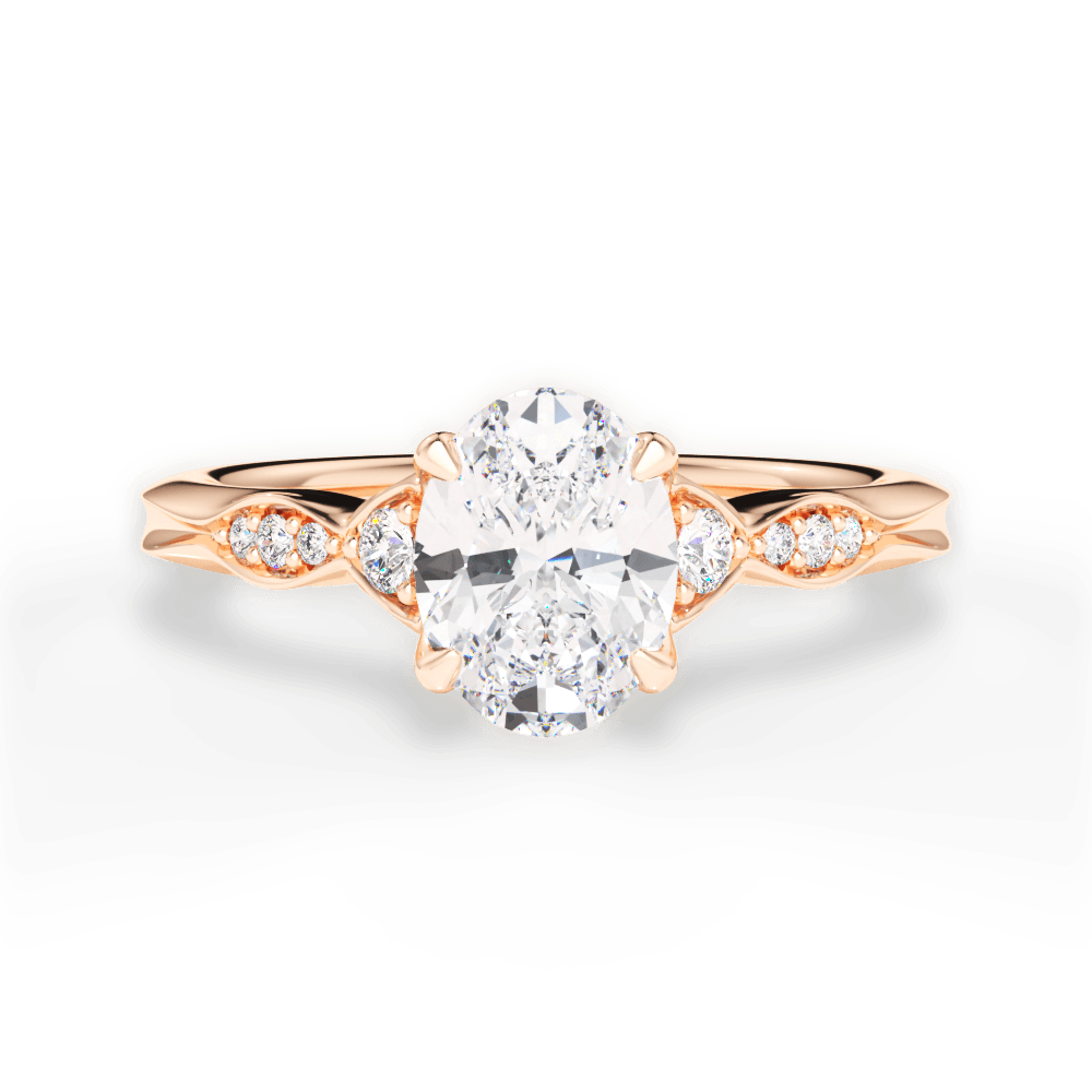Oval Cut Vintage Diamond Accent Engagement Ring