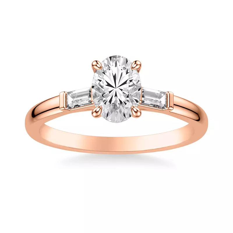Classic 3-Stone Engagement Oval Ring