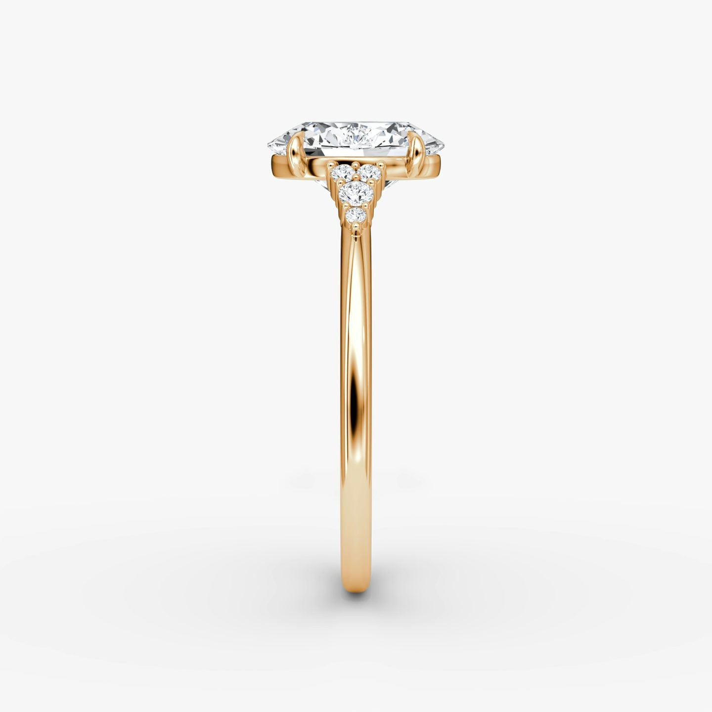 The Side Cluster Cathedral Oval Engagement Ring