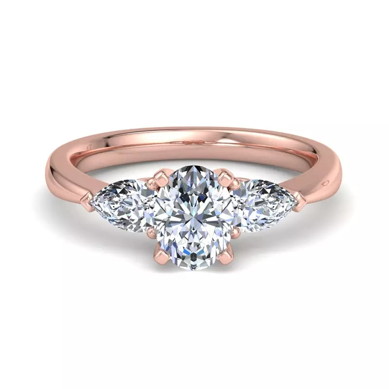 Three-Stone Lab Oval Engagement Ring