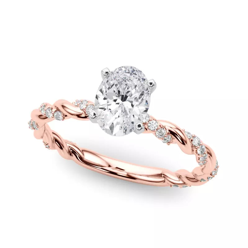 lab Diamond Oval Twist Engagement Ring