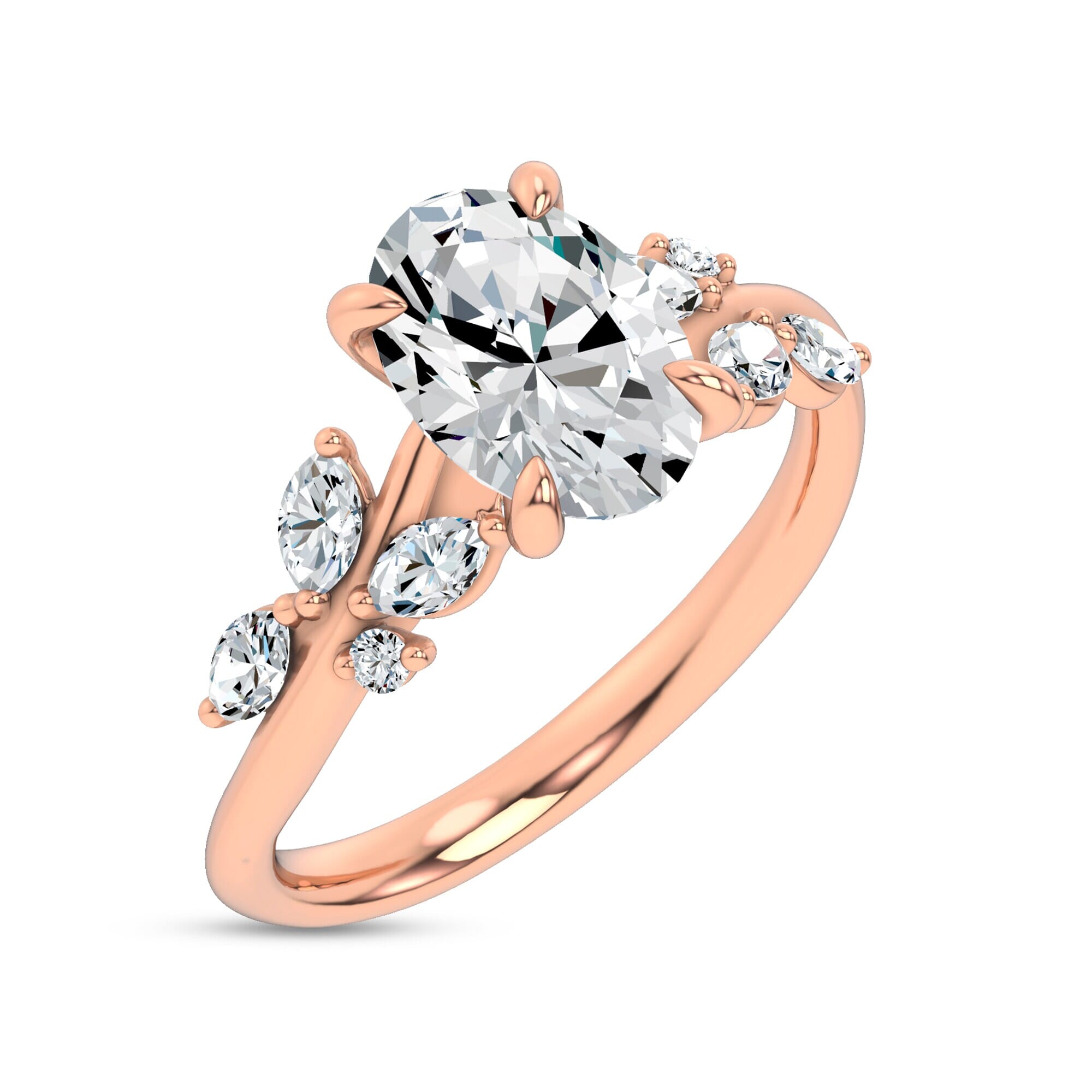 Nature-Inspired Engagement Oval Ring