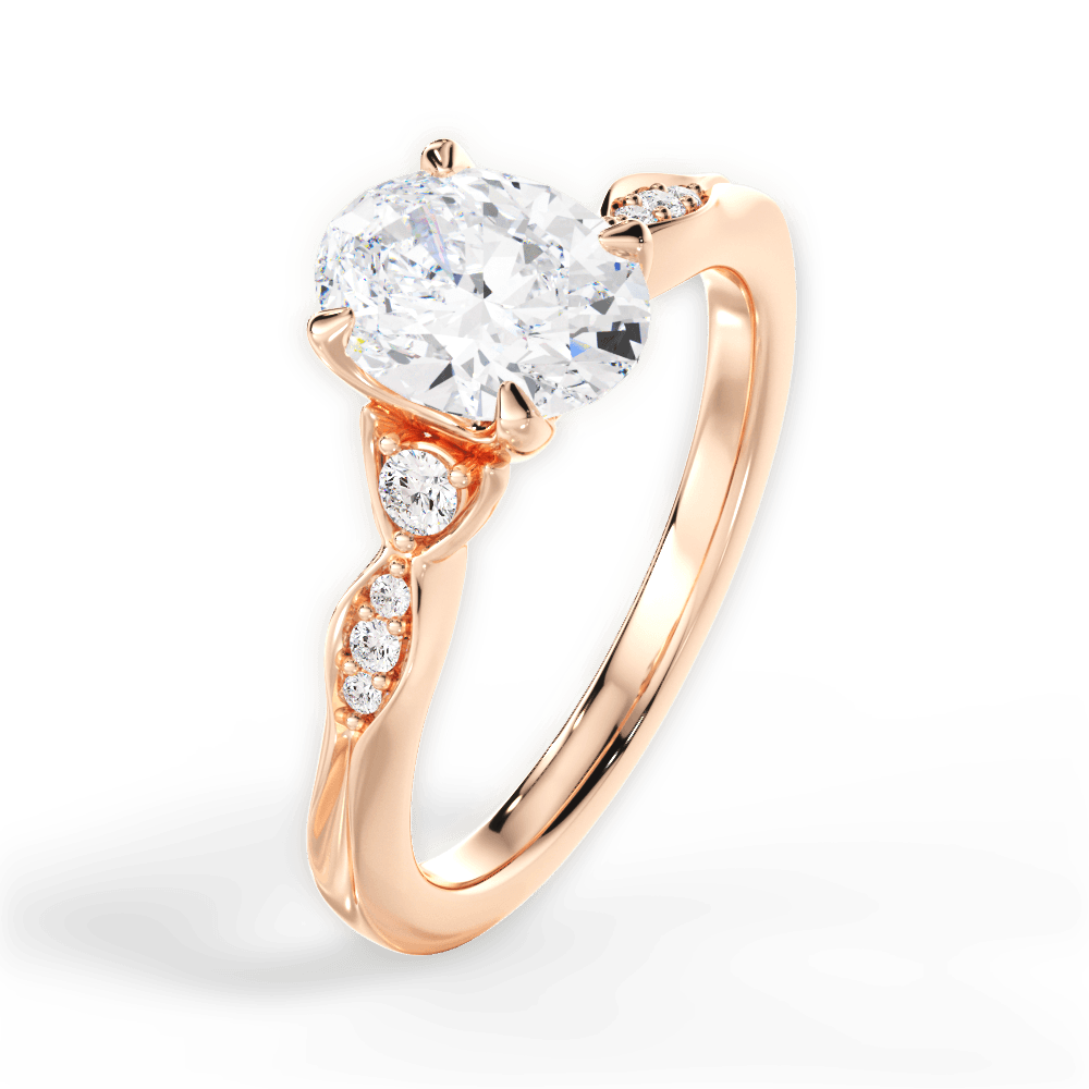 Oval Cut Vintage Diamond Accent Engagement Ring