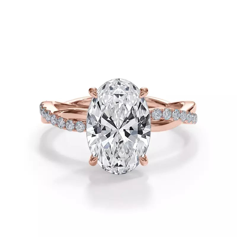 Pavé Twist Oval Engagement Ring