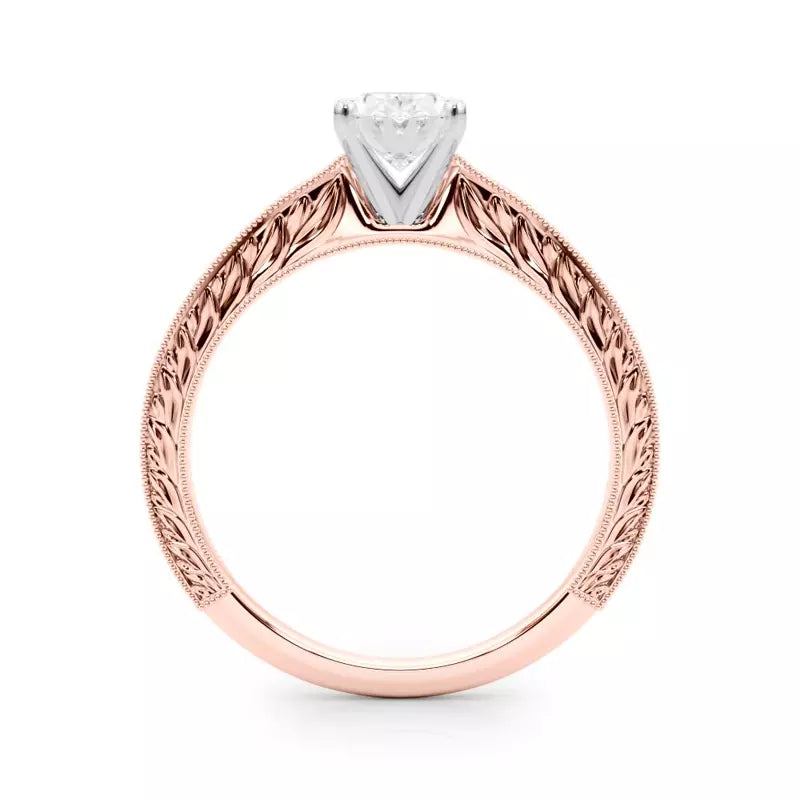 Vintage-Inspired Solitaire Engagement Oval Ring
