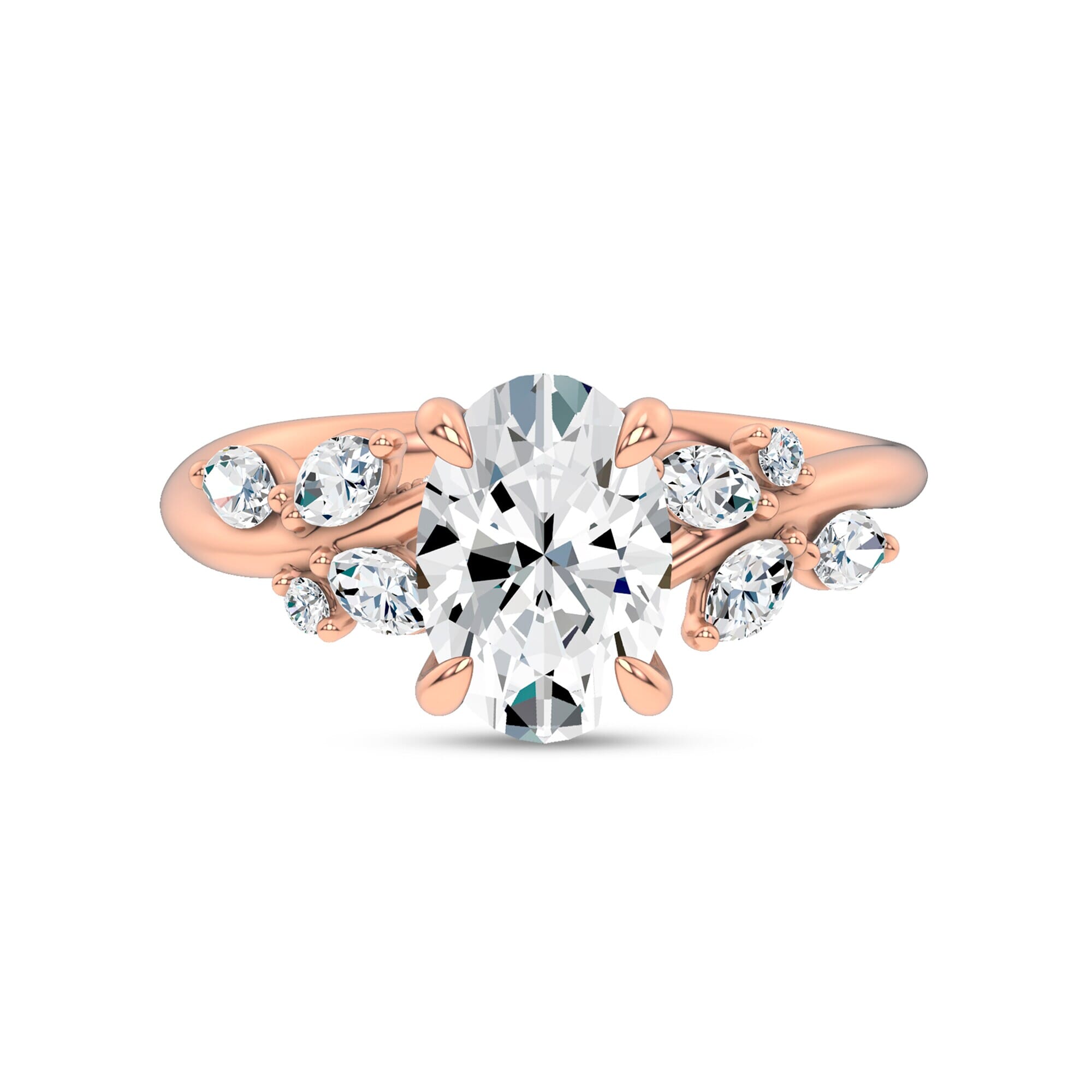 Nature-Inspired Engagement Oval Ring