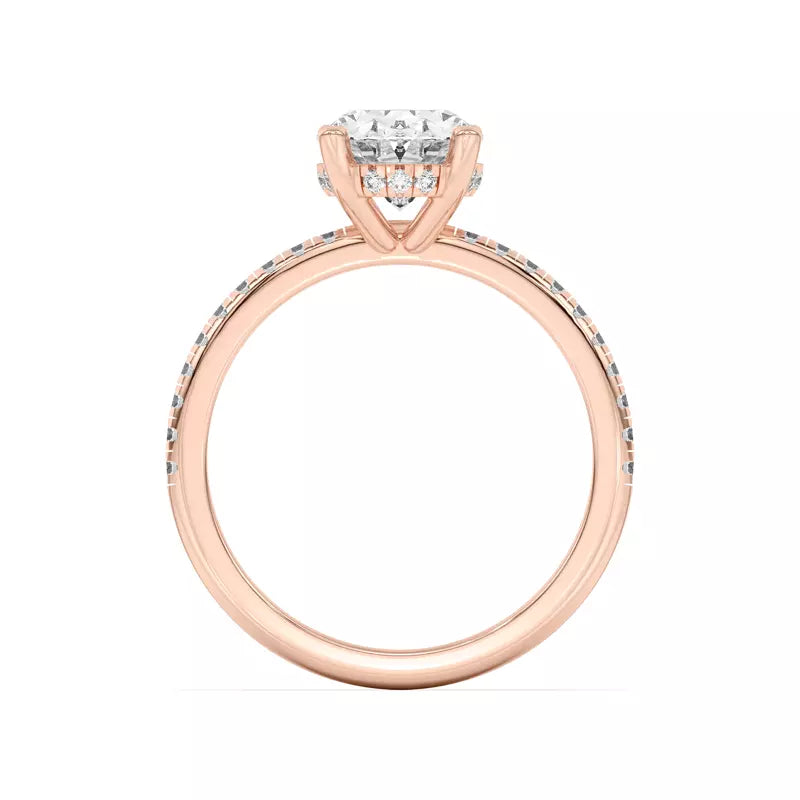 Classic Hidden Halo Pavé Oval Engagement Ring