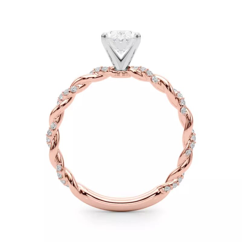 lab Diamond Oval Twist Engagement Ring