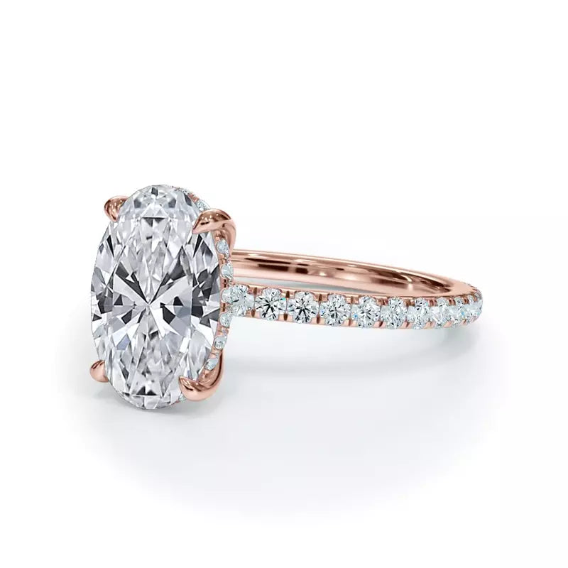 Pavé Hidden Halo Oval Engagement Ring