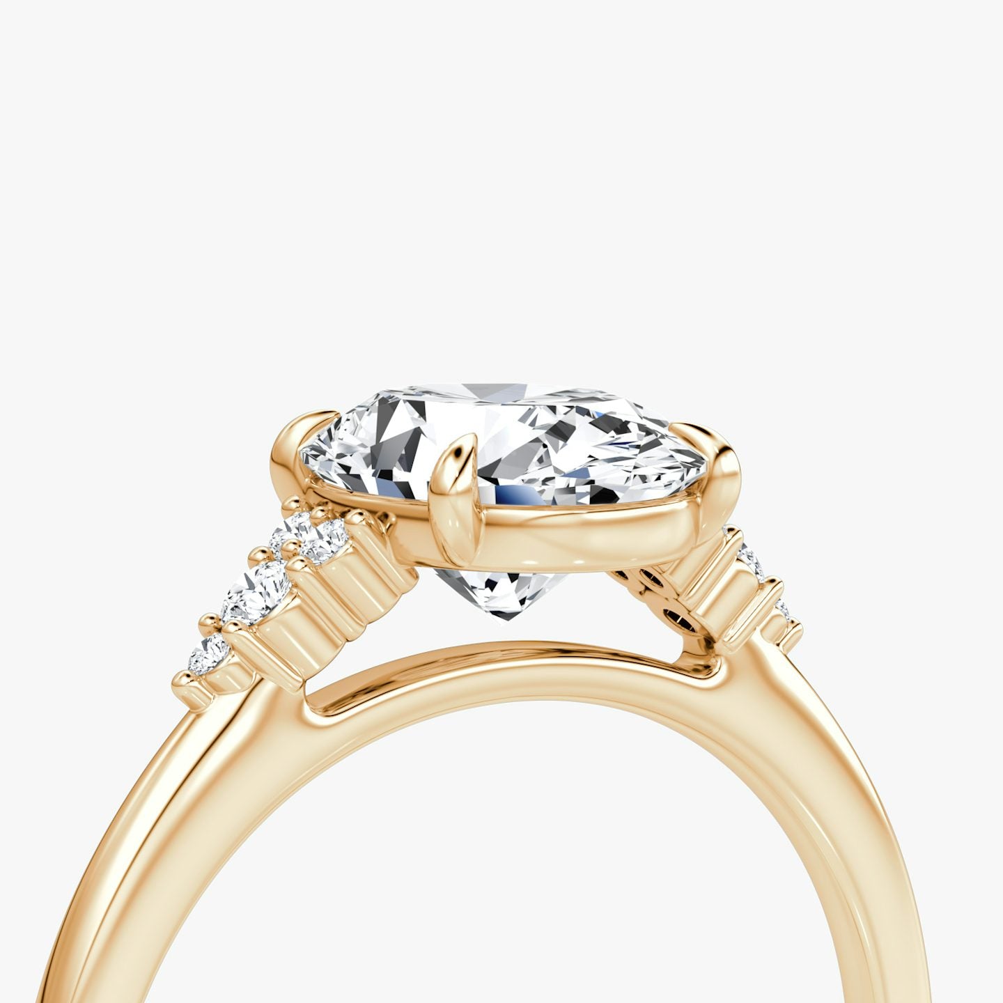 The Side Cluster Cathedral Oval Engagement Ring