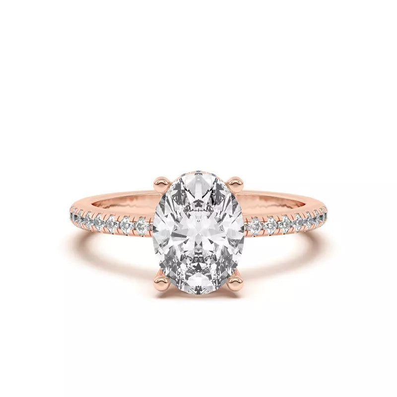 Classic Hidden Halo Pavé Oval Engagement Ring