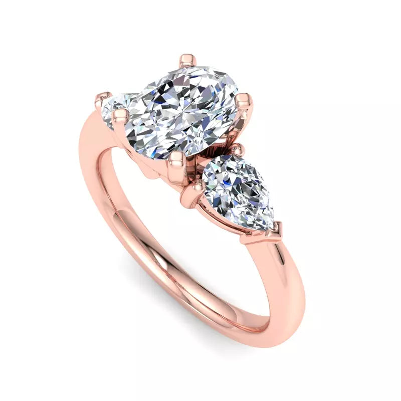 Three-Stone Lab Oval Engagement Ring