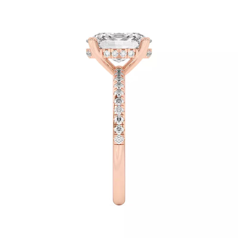 Classic Hidden Halo Pavé Oval Engagement Ring