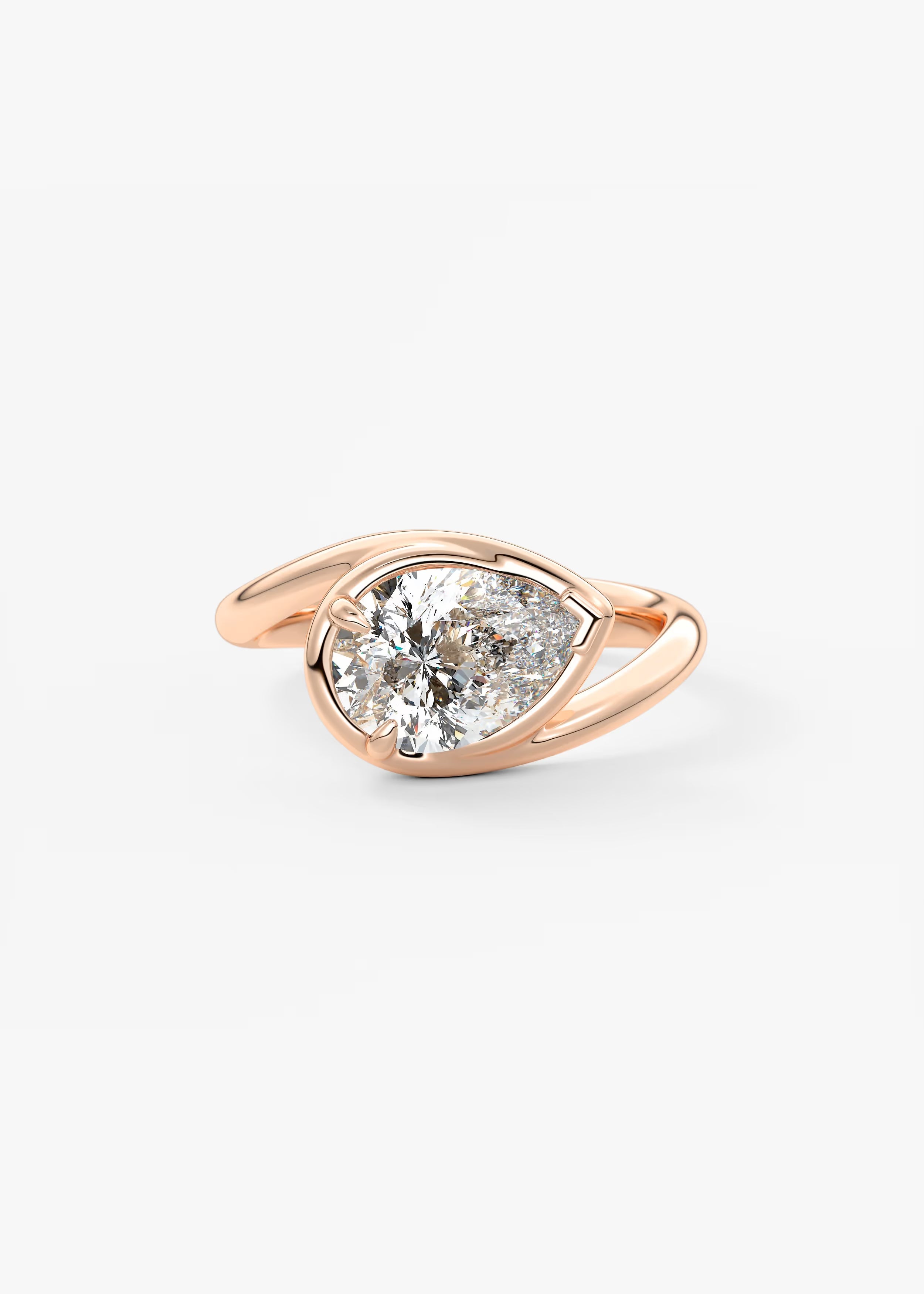 Sculptural Pear Bypass Engagement Ring