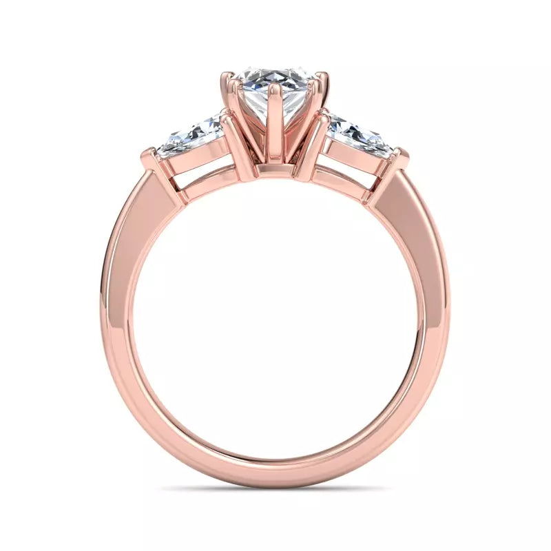 Three-Stone Lab Pear Engagement Ring