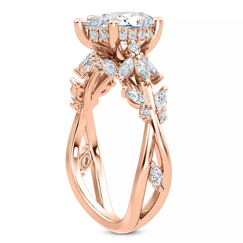 Butterfly And Bee Vine Twist Pear Engagement Ring