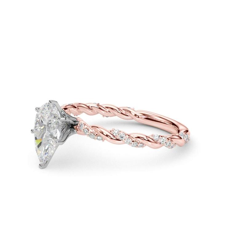 lab Diamond Pear Twist Engagement Ring