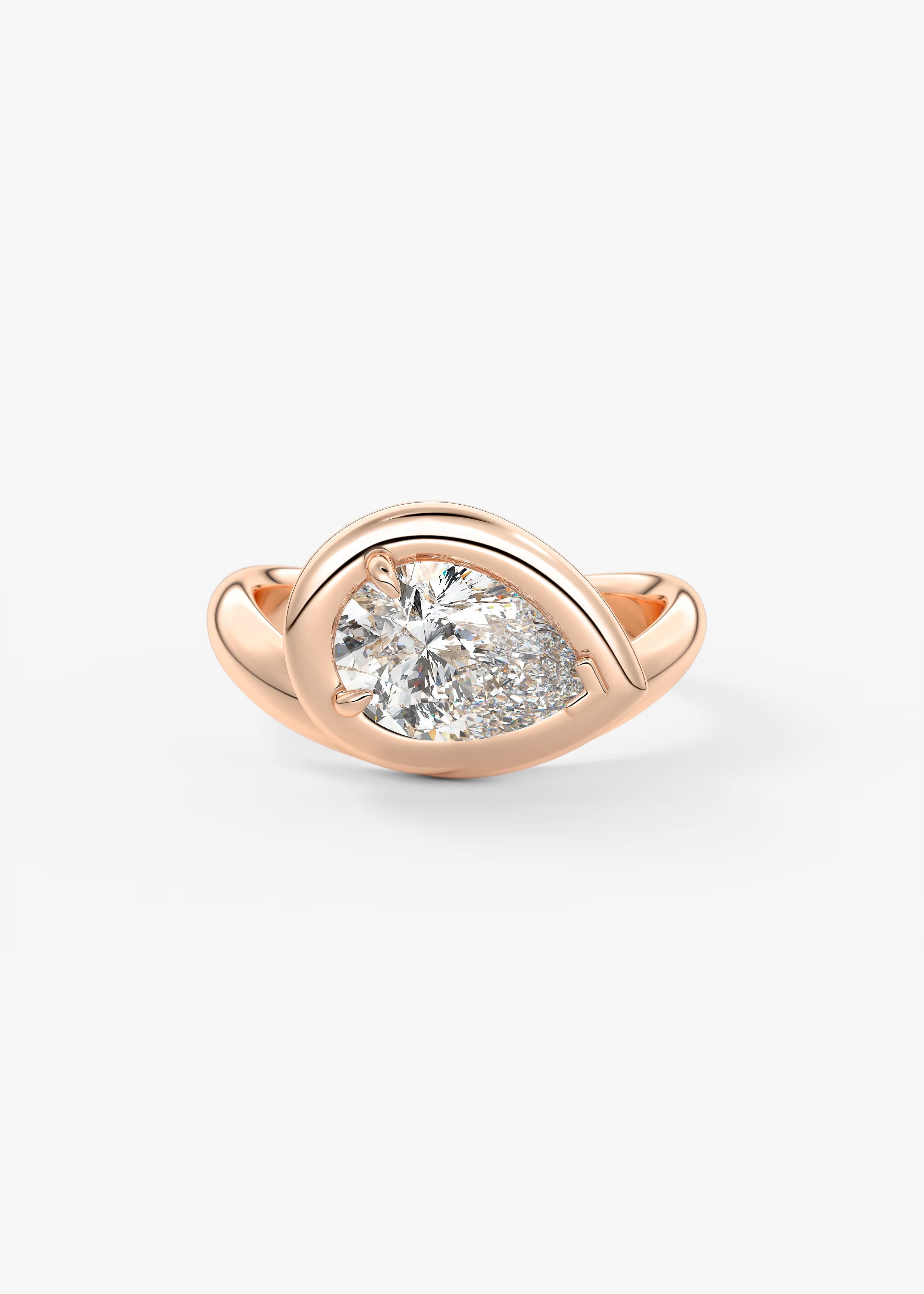 Chunky Pear Cut Collet Engagement Ring