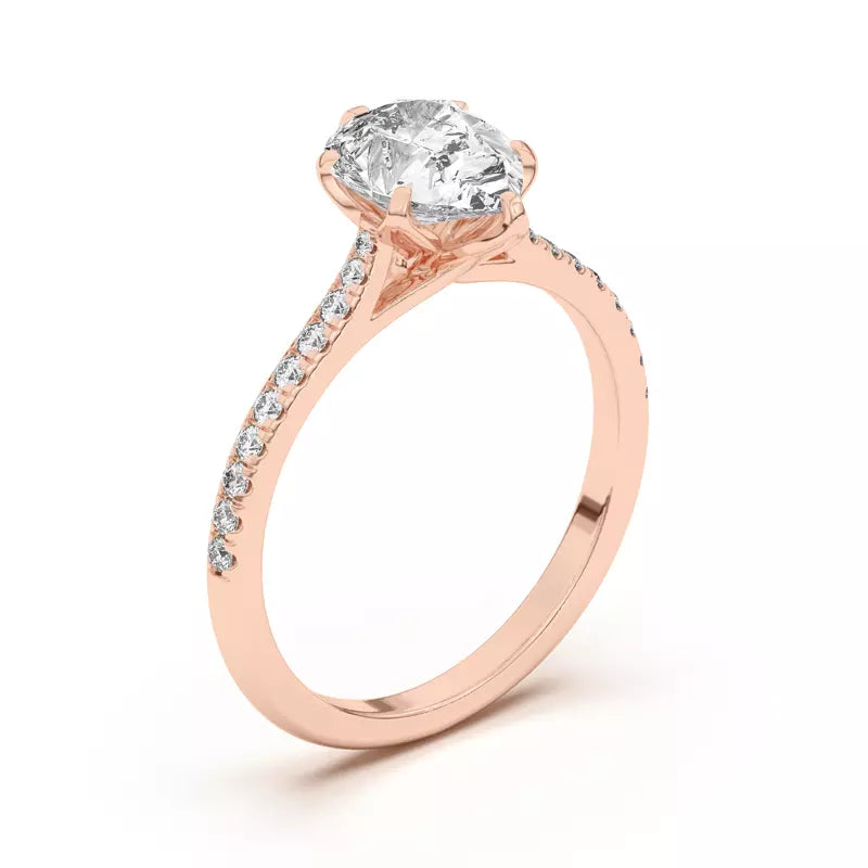 Tulip Inspired 6 Prong Pear Engagement Ring