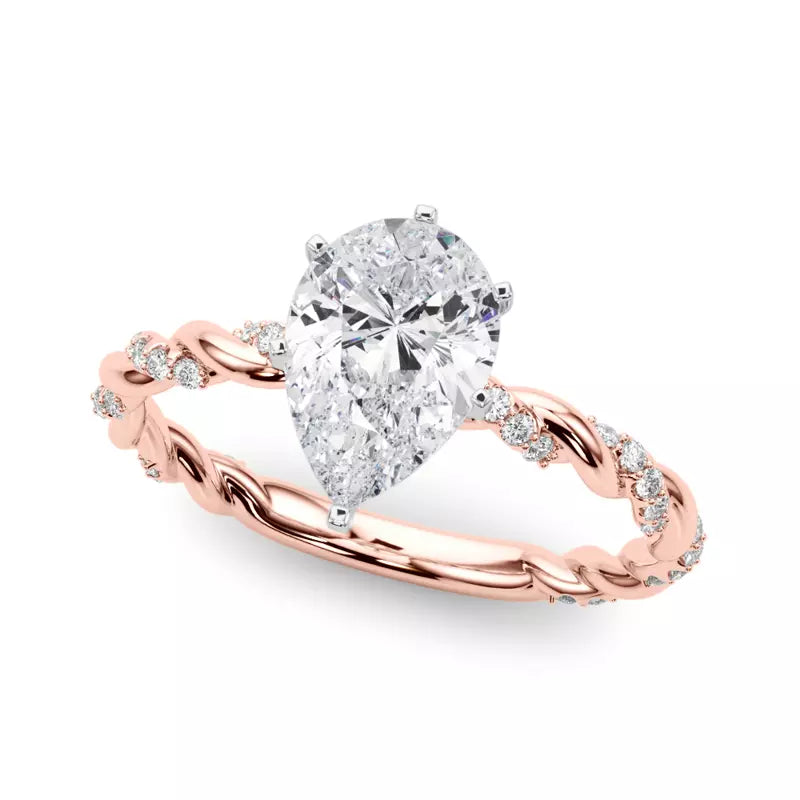 lab Diamond Pear Twist Engagement Ring