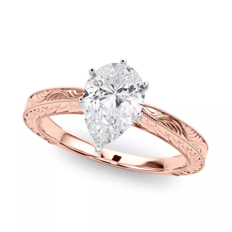 Vintage-Inspired Solitaire Engagement Pear Ring