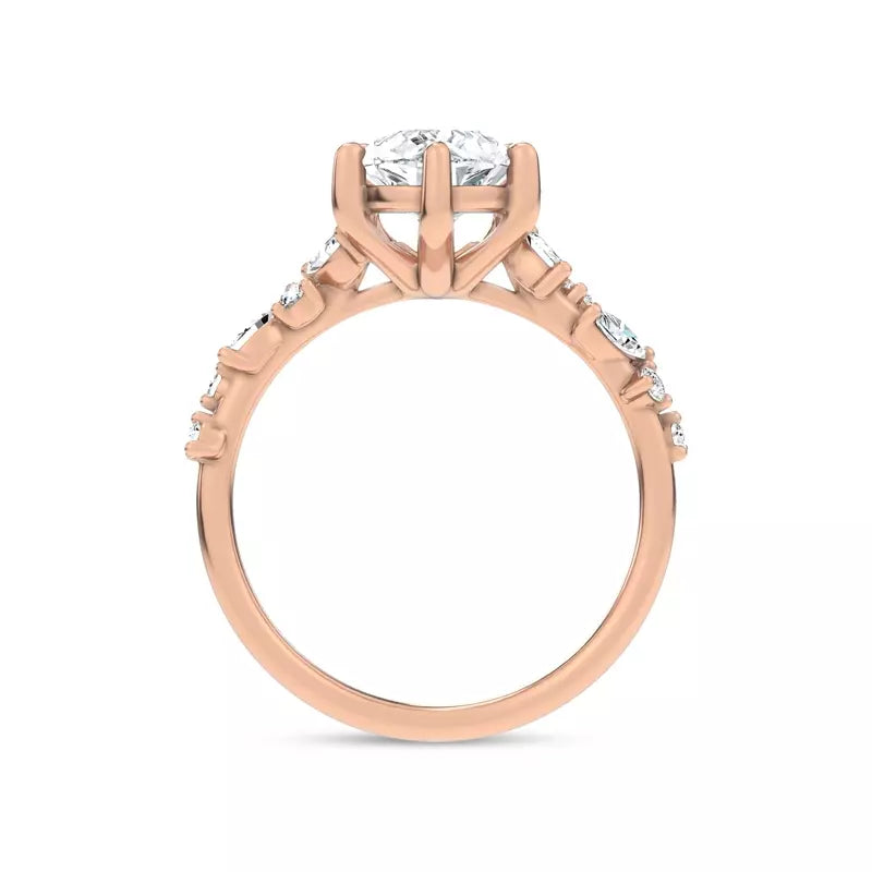 Scattered Diamond Pear Engagement Ring