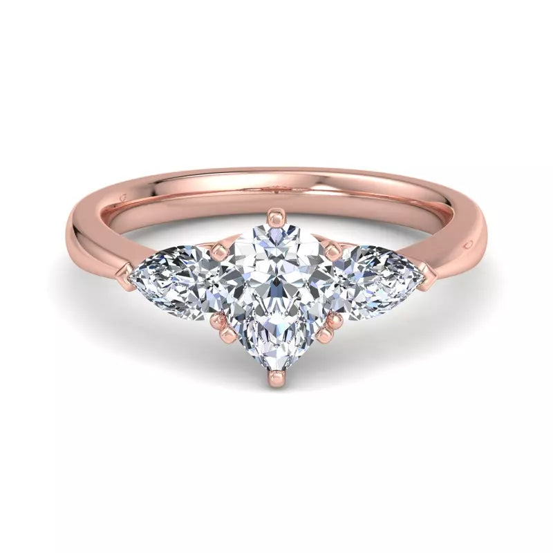 Three-Stone Lab Pear Engagement Ring