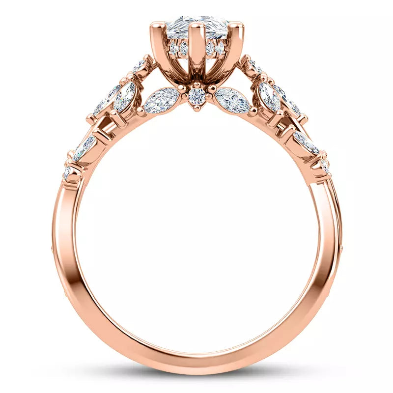 Butterfly And Bee Vine Twist Pear Engagement Ring